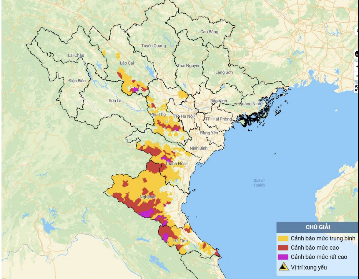 Cảnh báo lũ quét, sạt lở đất tại nhiều xã, phường của 5 tỉnh