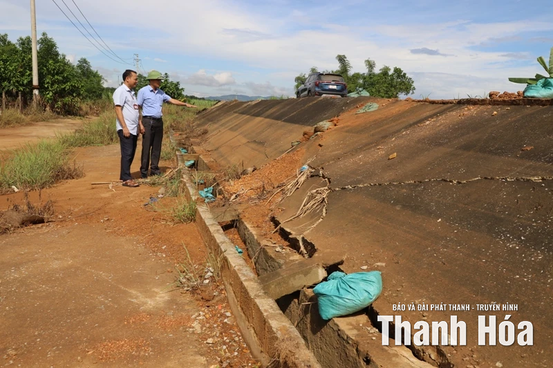 Khẩn trương khắc phục sự cố sạt lở bờ sông Bưởi và đê bao Thạch Định