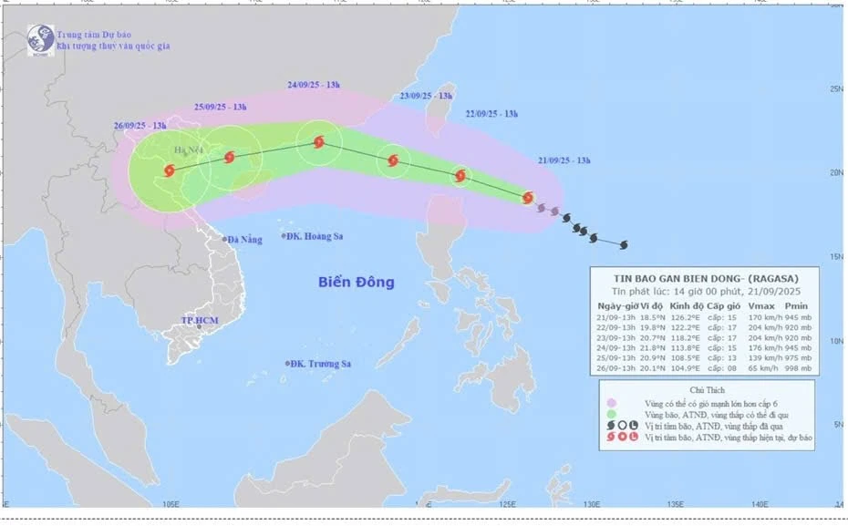 Dự báo, bão RAGASA sẽ mạnh lên thành siêu bão với cường độ cấp 17