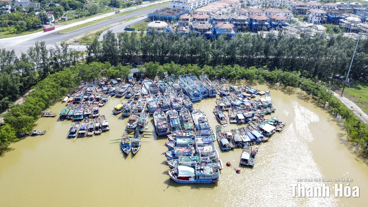 Ngư dân Sầm Sơn đưa thuyền lên đường tránh bão số 10