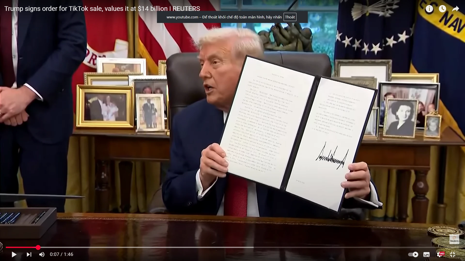 Tổng thống Trump ký sắc lệnh bán TikTok tại Mỹ với giá 14 tỷ USD