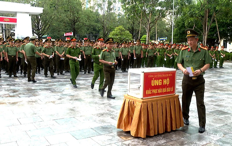 Công an Thanh Hóa phát động ủng hộ người dân và cán bộ, chiến sĩ bị ảnh hưởng bởi bão lũ
