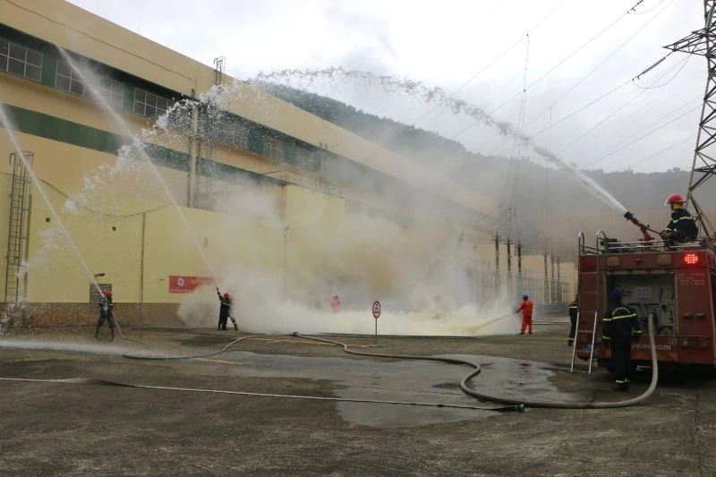 Thủy điện Trung Sơn hoàn thành diễn tập phương án phòng cháy, chữa cháy và cứu nạn, cứu hộ năm 2025