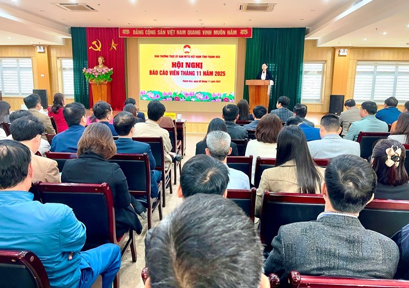 230 cán bộ Mặt trận các cấp tham gia hội nghị Báo cáo viên tháng 11/2025