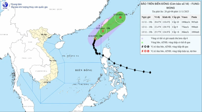Bão số 14 giảm cường độ, sức gió vùng gần tâm bão giật cấp 12