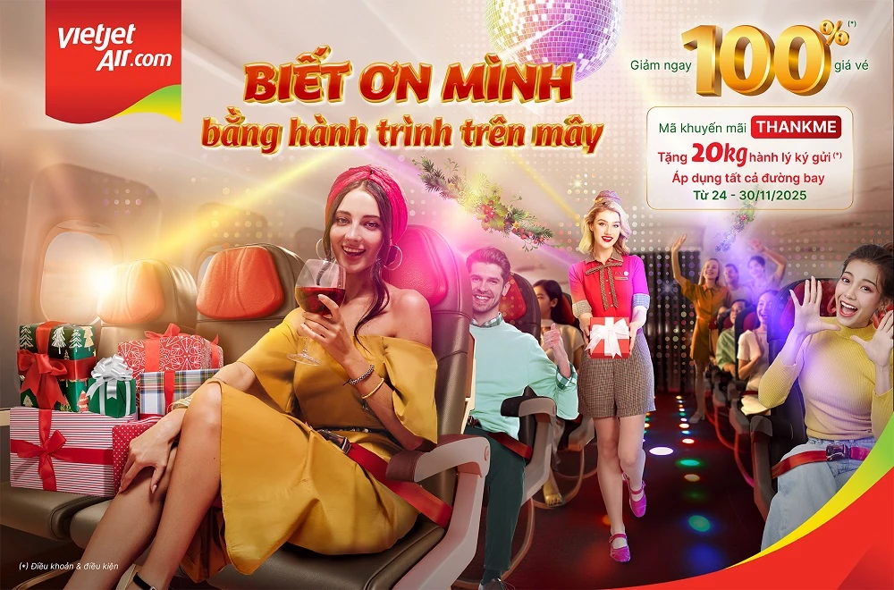 Vietjet dành tặng tuần lễ “Biết ơn mình bằng hành trình trên mây” với triệu vé ưu đãi, tặng thêm hành lý