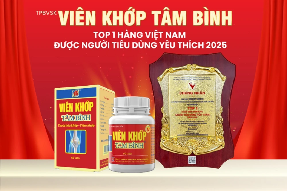 Viên khớp Tâm Bình, An thần ngủ ngon Tâm Bình đạt chứng nhận “ Hàng Việt Nam được người tiêu dùng yêu thích” năm 2025
