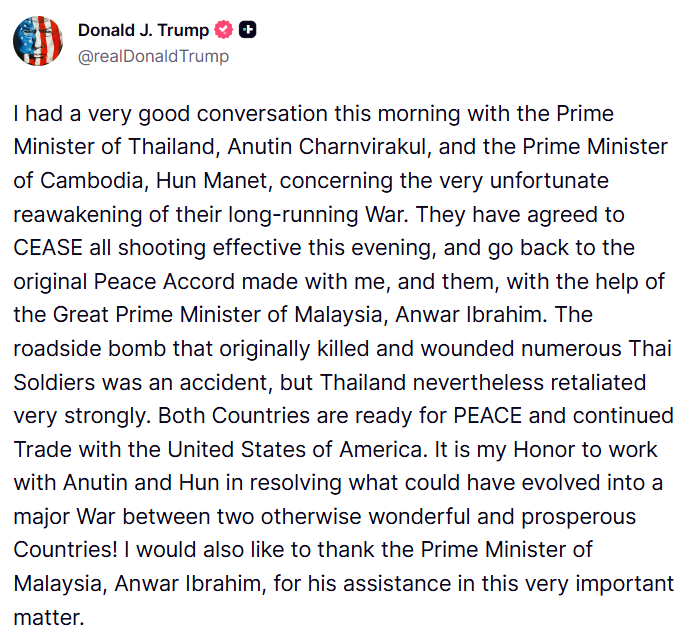 Mỹ thúc đẩy đối thoại nhằm giảm leo thang căng thẳng Thái Lan - Campuchia