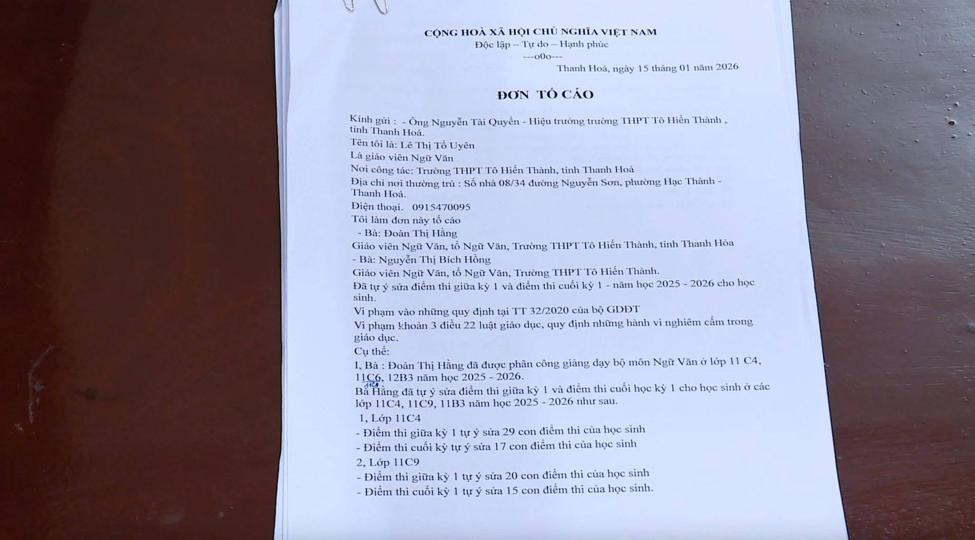 Trường THPT Tô Hiến Thành vào cuộc xác minh vụ hàng trăm điểm số bị điều chỉnh