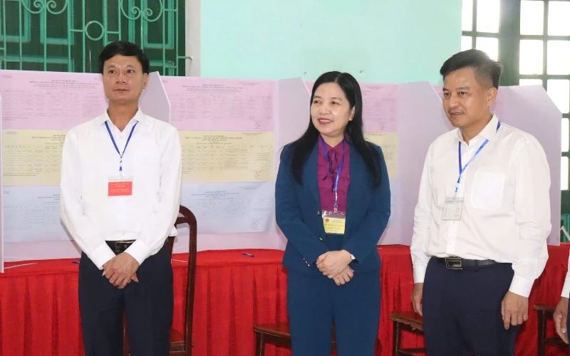 Chủ nhiệm Ủy ban Kiểm tra Tỉnh ủy Phạm Thị Thanh Thủy kiểm tra công tác bầu cử