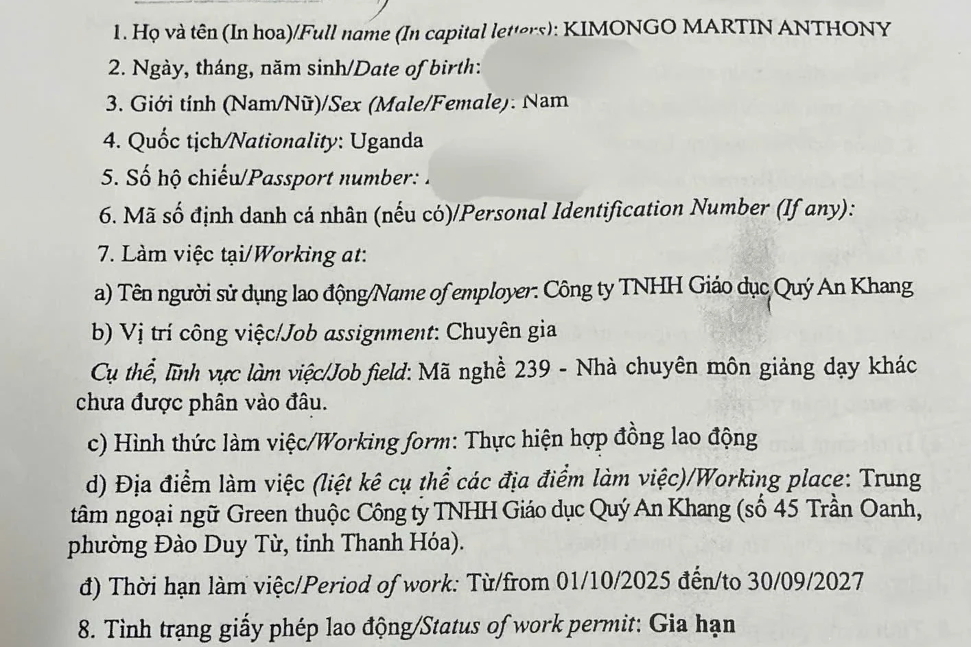 Vi phạm trong sử dụng giáo viên nước ngoài tại cơ sở Mầm non