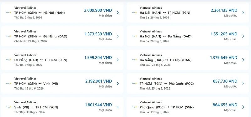Trải nghiệm Vietravel Airlines và cảm nhận đặt vé máy bay