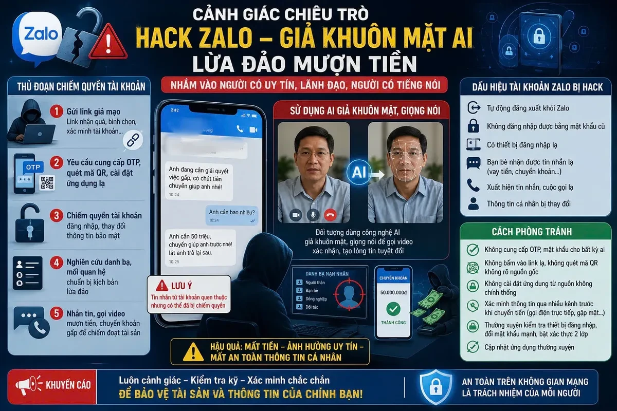 Cảnh giác thủ đoạn chiếm đoạt tài khoản Zalo rồi nhắn tin lừa “mượn tiền”