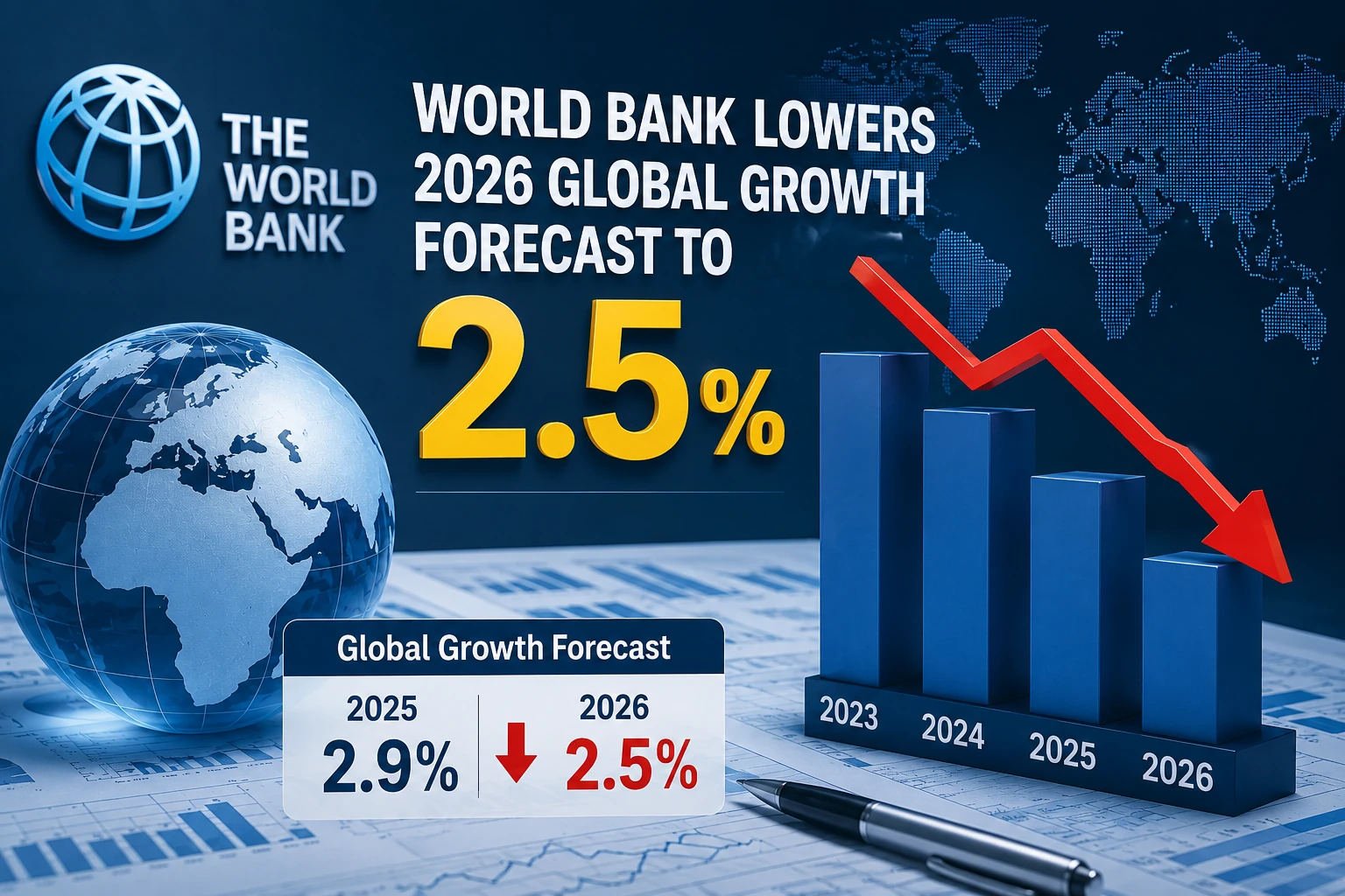 WB hạ dự báo tăng trưởng toàn cầu năm 2026 xuống 2,5%