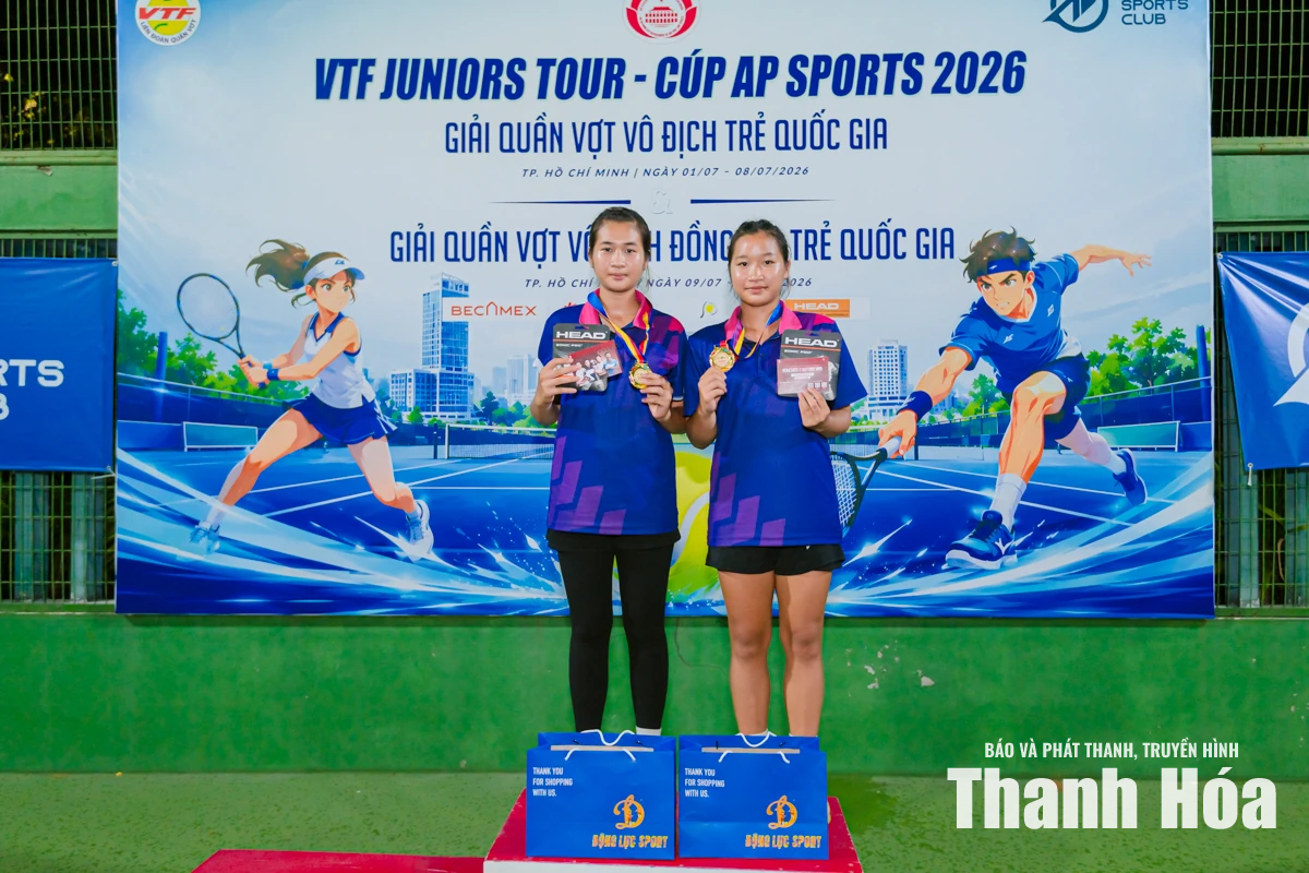 Quần vợt Thanh Hóa giành 5 huy chương tại Giải Vô địch trẻ Quốc gia 2026