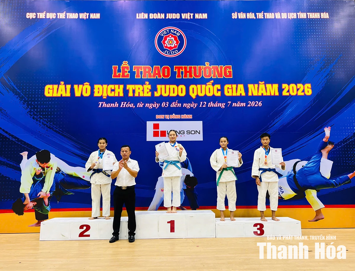 Thanh Hoá xếp nhất toàn đoàn lứa tuổi từ 10-15 tại Giải vô địch trẻ Judo quốc gia năm 2026