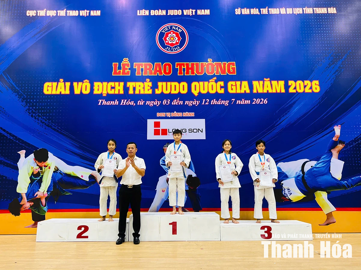 Thanh Hoá xếp nhất toàn đoàn lứa tuổi từ 10-15 tại Giải vô địch trẻ Judo quốc gia năm 2026
