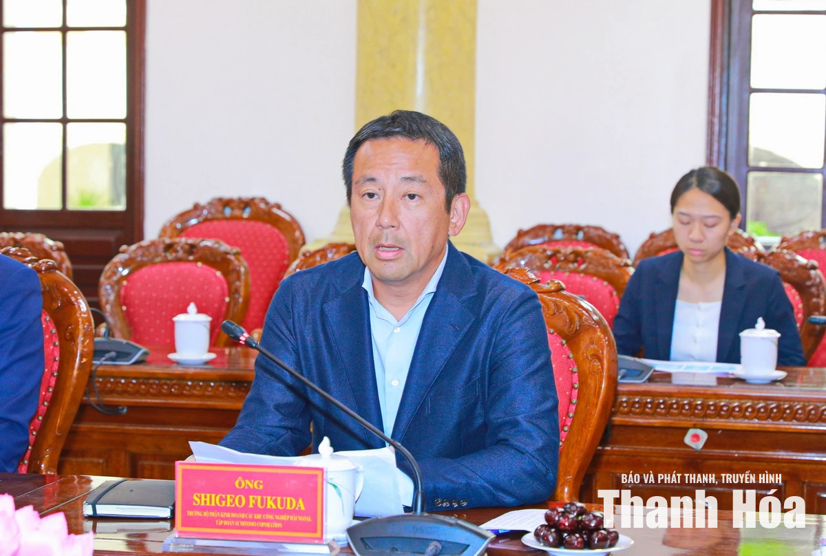 Bí thư Tỉnh ủy Lê Đức Thái tiếp và làm việc với Đoàn công tác của Tập đoàn Sumitomo Corporation