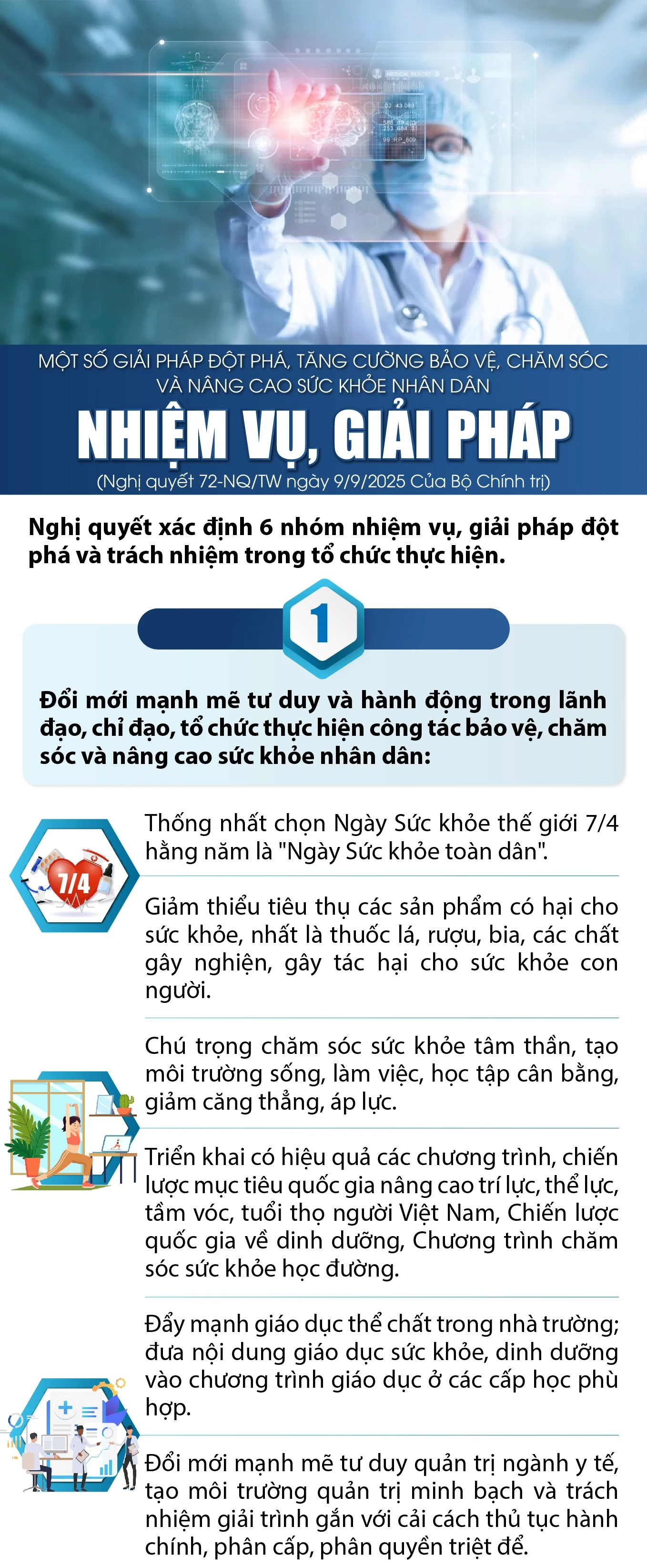 Một số giải pháp đột phá, tăng cường bảo vệ, chăm sóc và nâng cao sức khỏe nhân dân: Nhiệm vụ, giải pháp