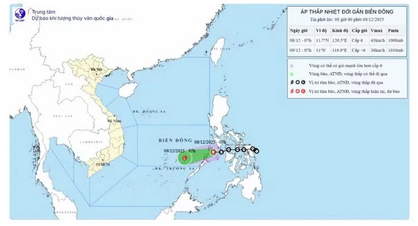 Áp thấp nhiệt đới di chuyển nhanh hơn với tốc độ khoảng 20 km mỗi giờ