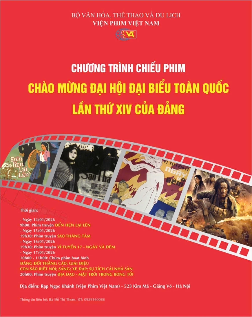 Viện Phim Việt Nam tổ chức Chương trình chiếu phim chào mừng Đại hội lần thứ XIV của Đảng