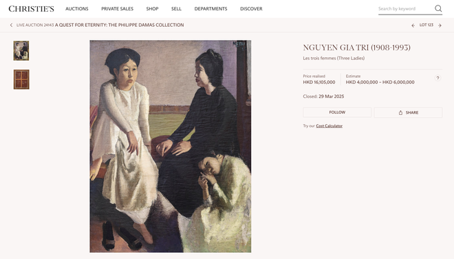 Tranh của họa sỹ Việt được bán với giá hơn 2 triệu USD, dẫn đầu phiên đấu giá ở Hong Kong