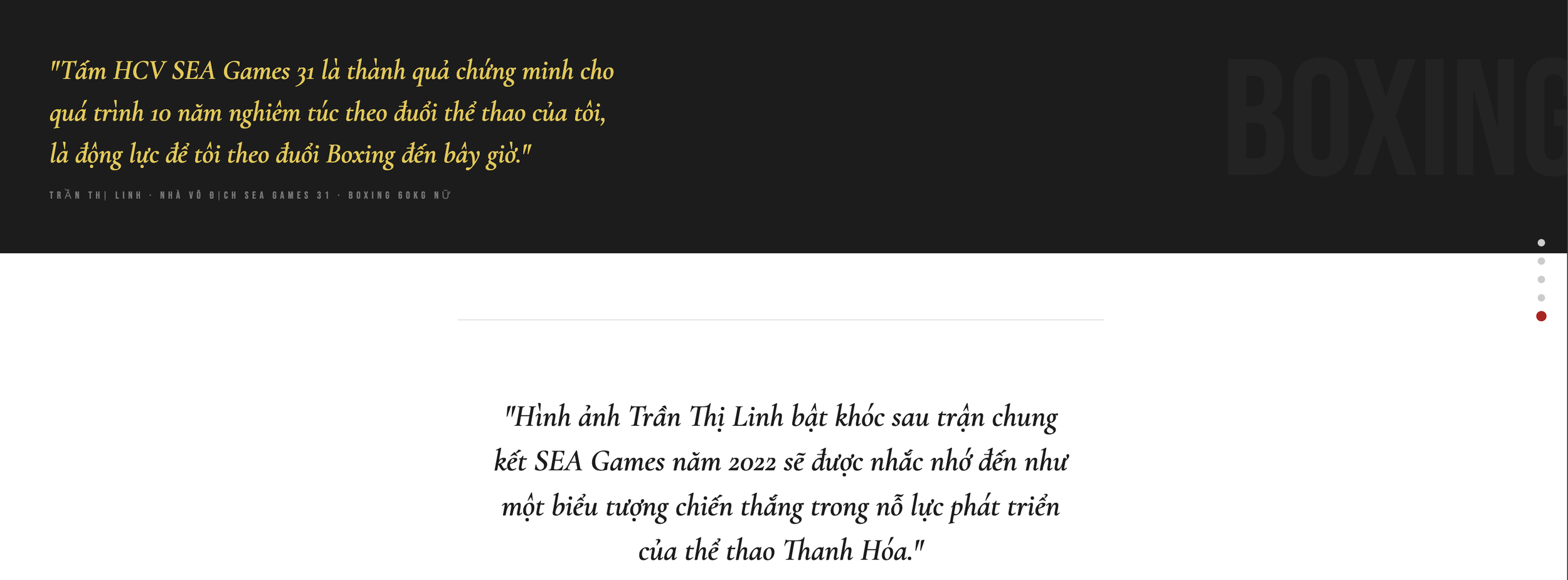 Võ sĩ Boxing Trần Thị Linh và ký ức về tấm HCV SEA Games 31