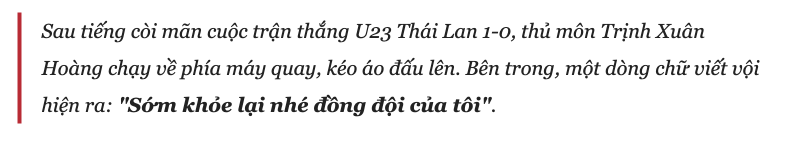Dòng chữ viết vội của Xuân Hoàng và hành trình không thể quên cùng U23 Việt Nam