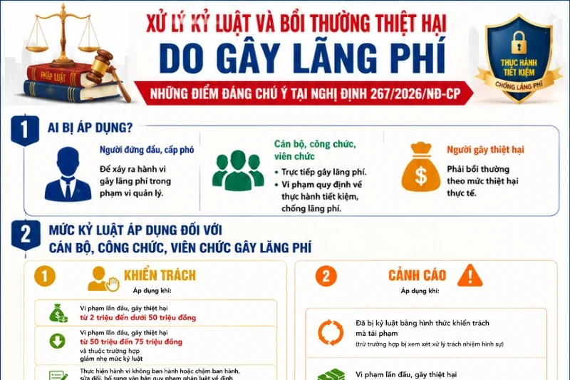 Cán bộ, công chức, viên chức gây lãng phí bị xử lý ra sao từ ngày 1/7/2026?