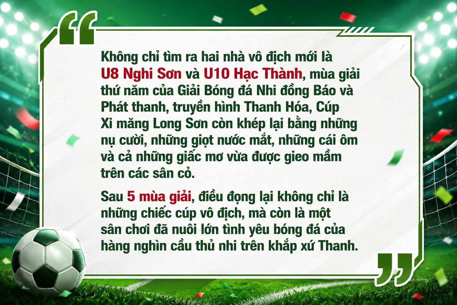 Nửa thập kỷ ươm mầm những giấc mơ sân cỏ