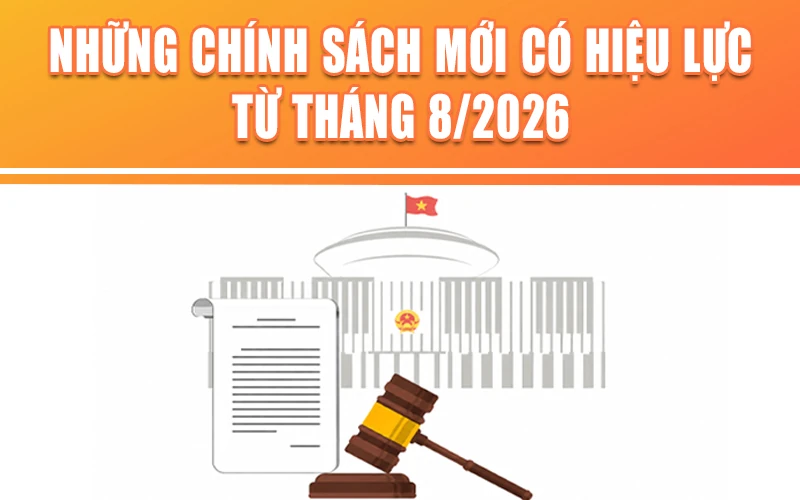 Những chính sách mới nổi bật có hiệu lực từ tháng 8/2026