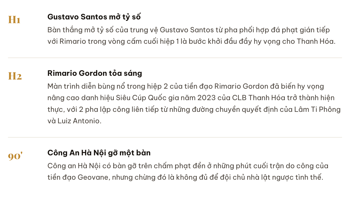 Ký ức Siêu cup Quốc gia 2023