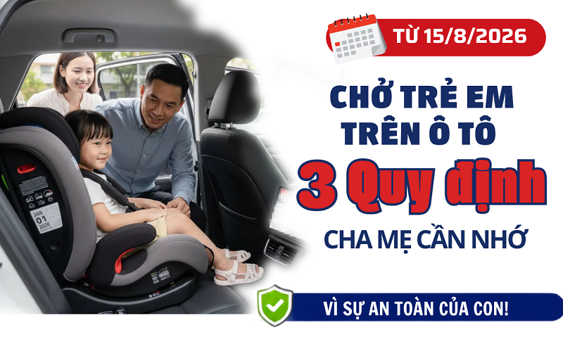 Từ 15/8: Chở trẻ em trên ô tô, cha mẹ cần nhớ 3 quy định