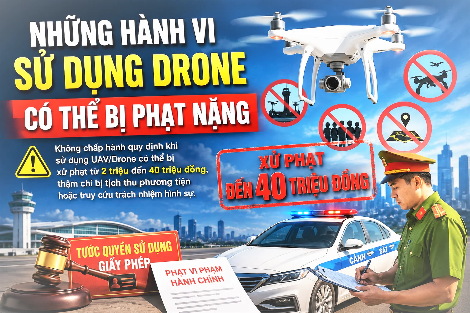 Những hành vi sử dụng drone có thể bị phạt tới 40 triệu đồng”