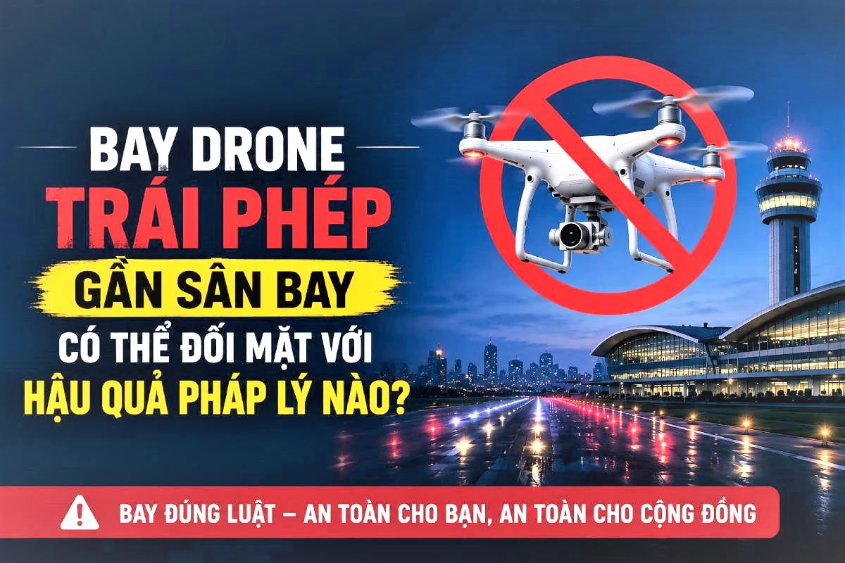 Bay Drone/UAV trái phép gần sân bay có thể đối mặt với hậu quả pháp lý nào?