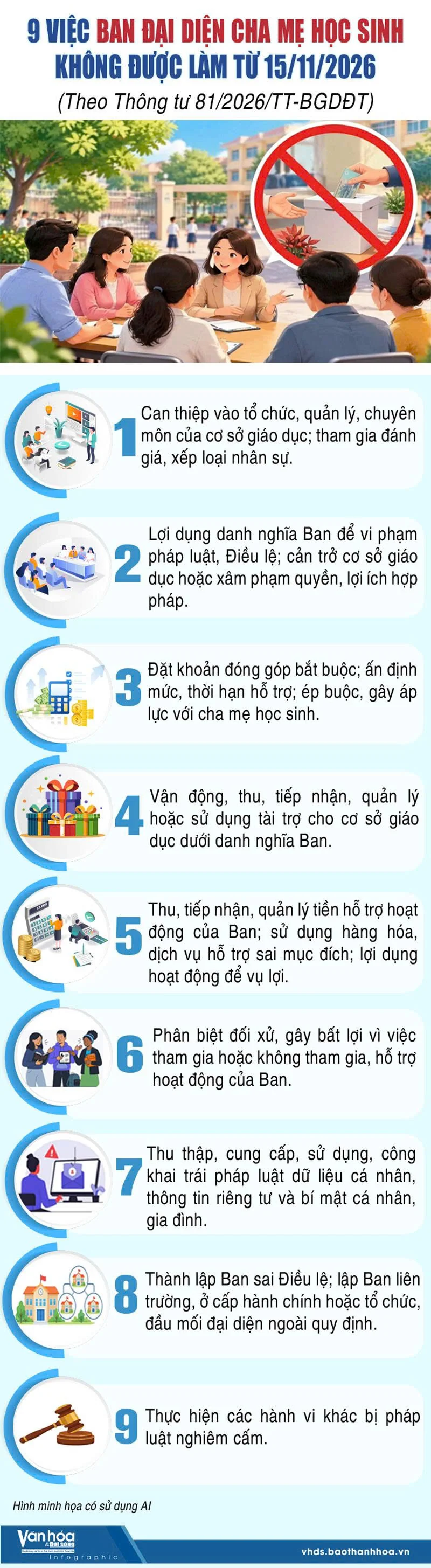 9 việc ban đại diện cha mẹ học sinh không được làm từ 15/11/2026