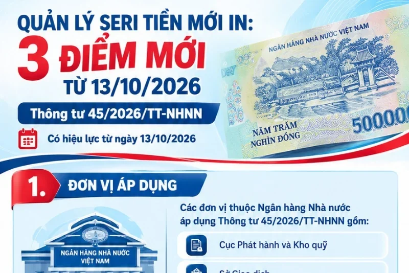 Quản lý seri tiền mới in: Những điểm mới từ 13/10/2026