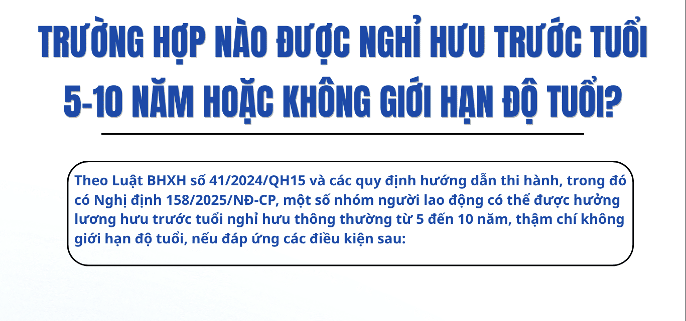 Những trường hợp nào được nghỉ hưu trước tuổi 5-10 năm hoặc không giới hạn độ tuổi?