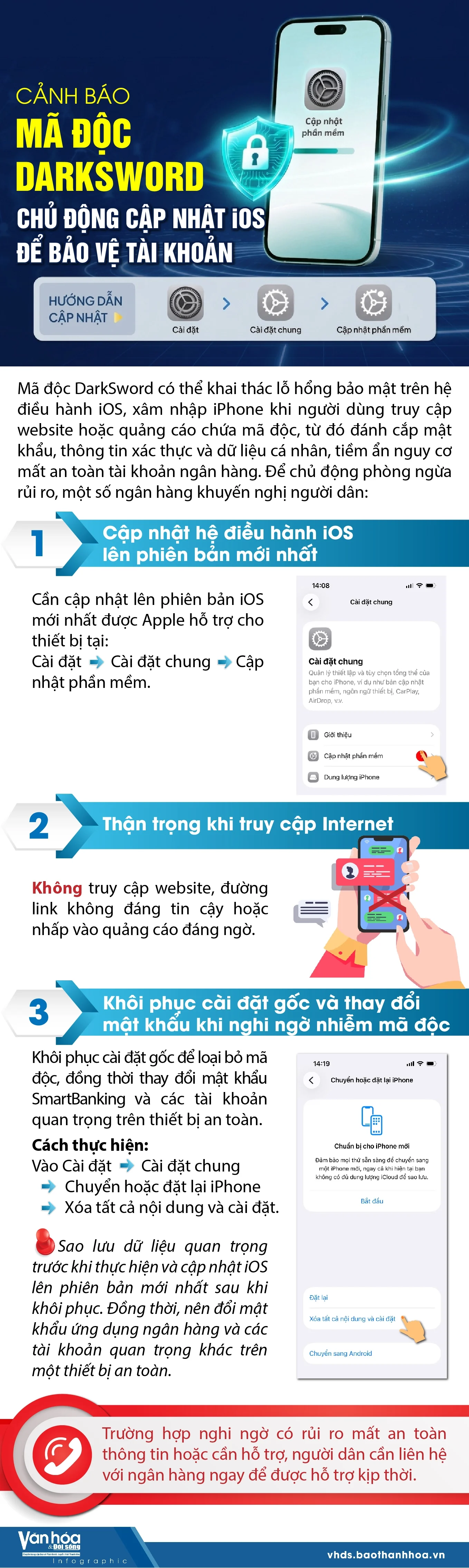 Cảnh báo mã độc DarkSword, chủ động cập nhật iOS để bảo vệ tài khoản
