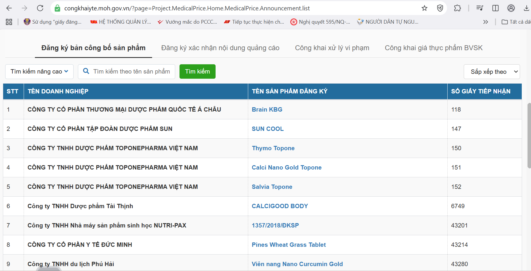 Hướng dẫn tra cứu sản phẩm bảo vệ sức khỏe trên các Website Bộ Y tế