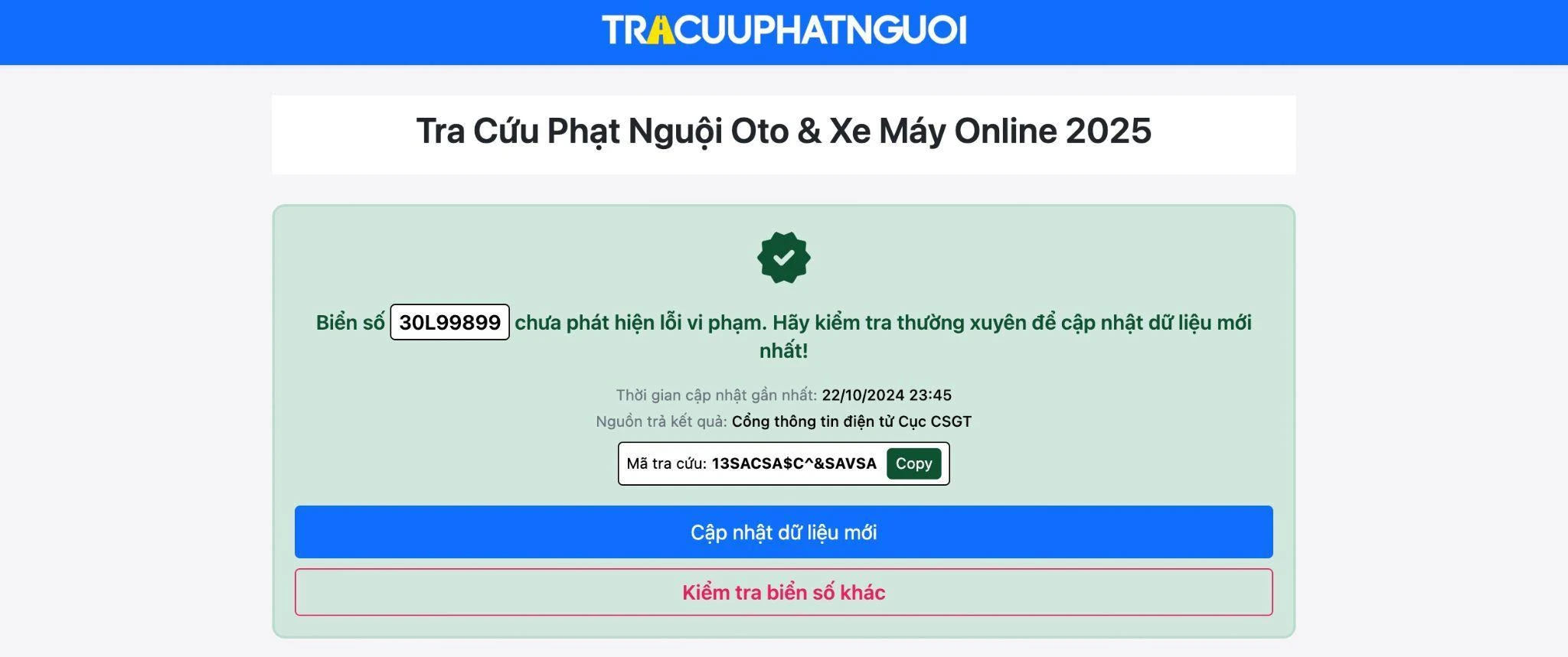 Tra cứu phạt nguội ô tô: Nhanh chóng, chính xác với TraCuuPhatNguoi.mobi