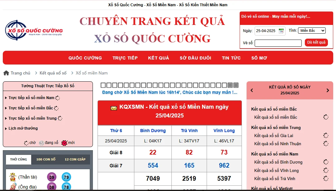 KQXS miền Nam nhanh, chuẩn tại xổ số Quốc Cường