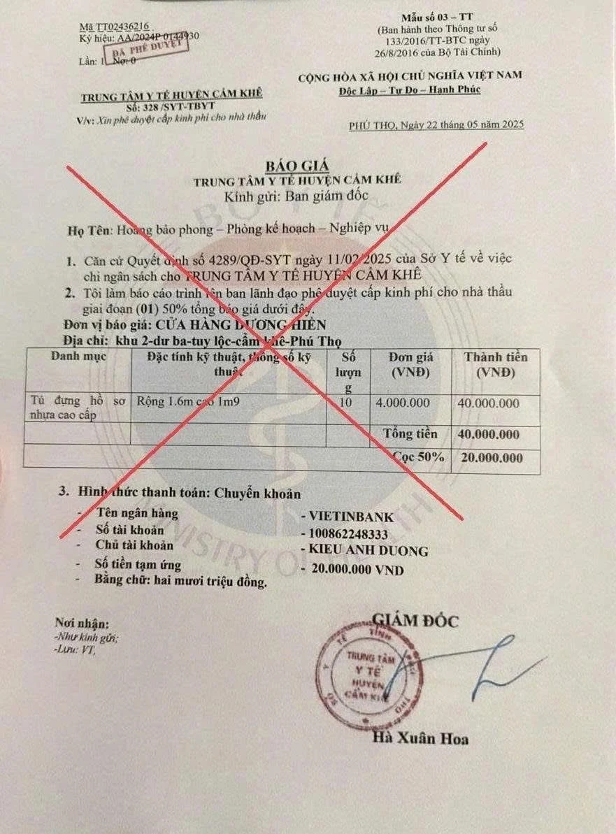 Cảnh báo lừa đảo mua bán trang thiết bị y tế giả mạo Trung tâm Y tế huyện Cẩm Khê