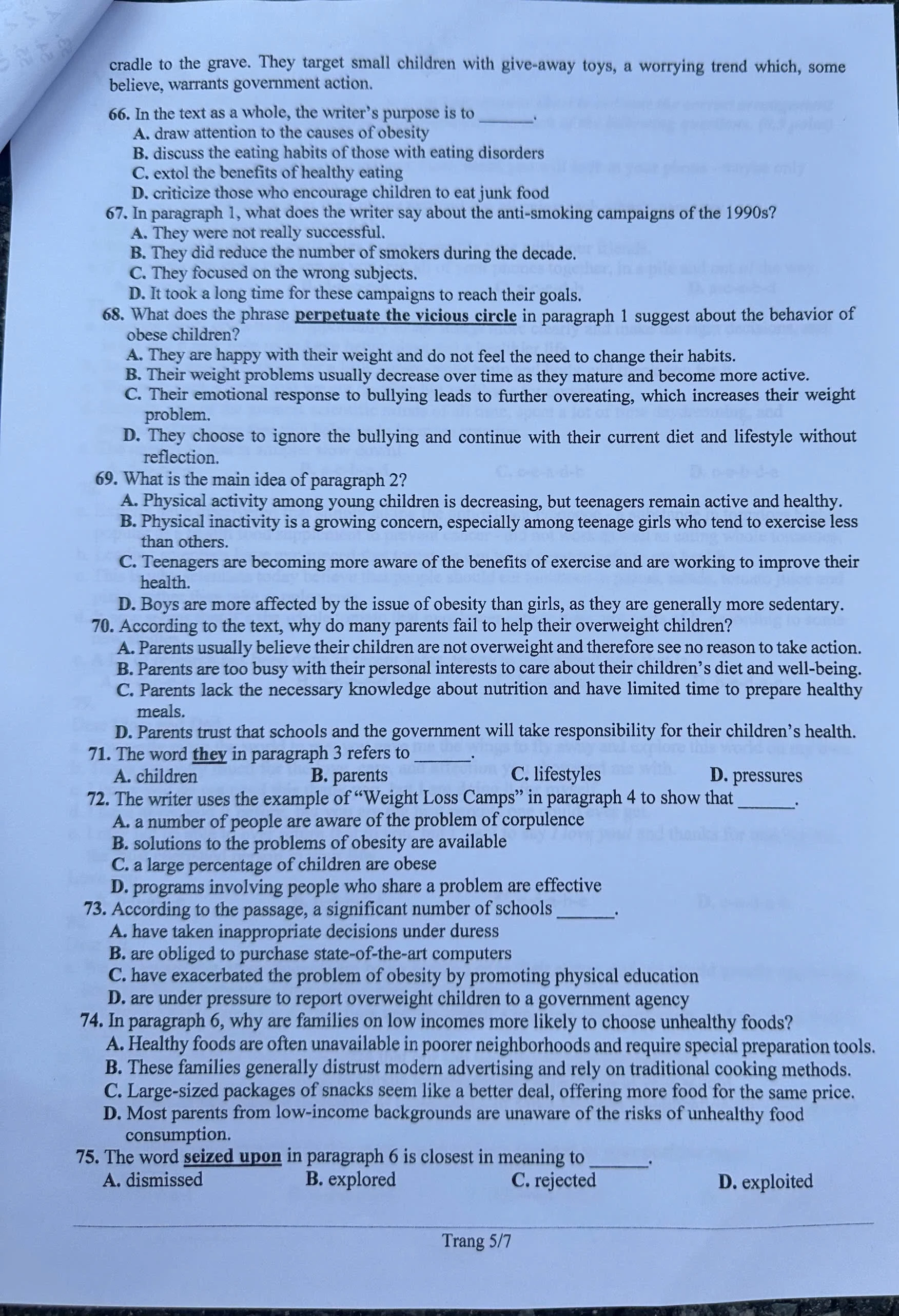 Gợi ý đáp án môn Tiếng Anh (chuyên Anh) vào lớp 10 Trường THPT Chuyên Hùng Vương