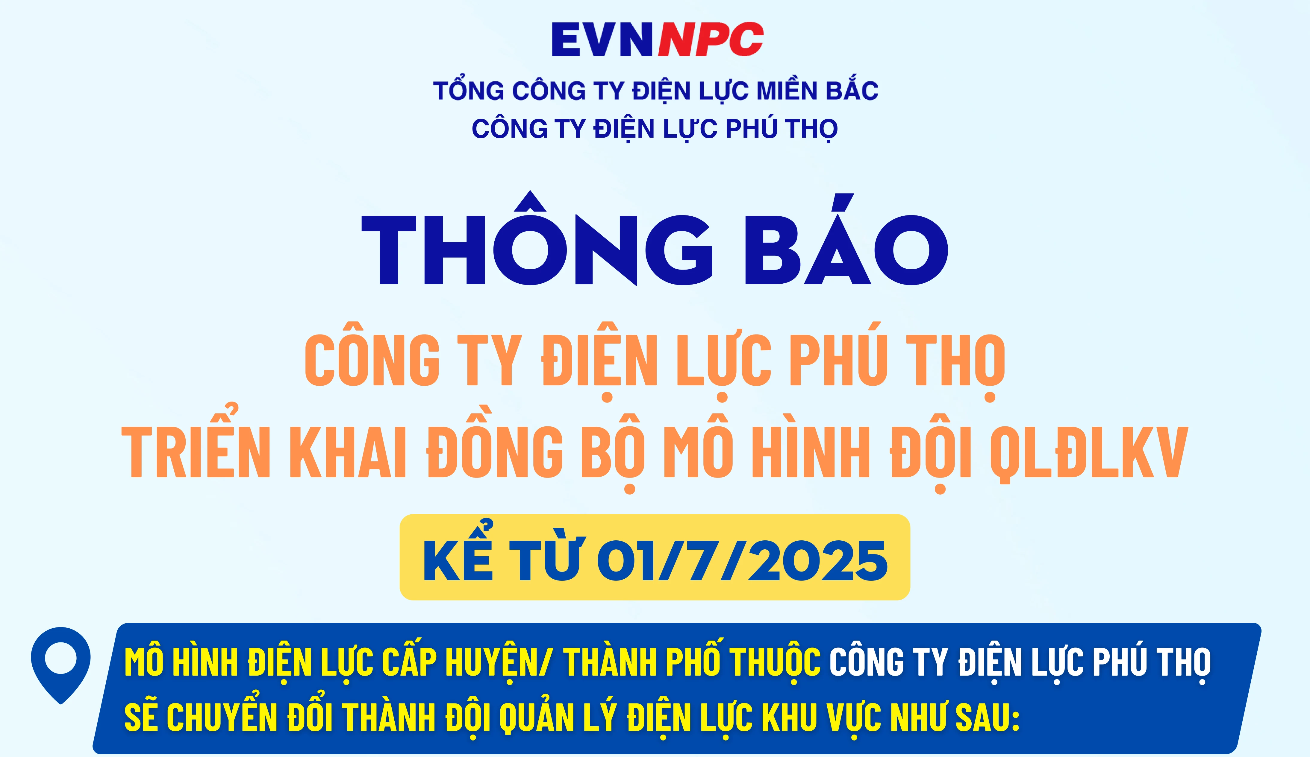 Triển khai đồng bộ mô hình Đội quản lý điện lực khu vực từ 1/7