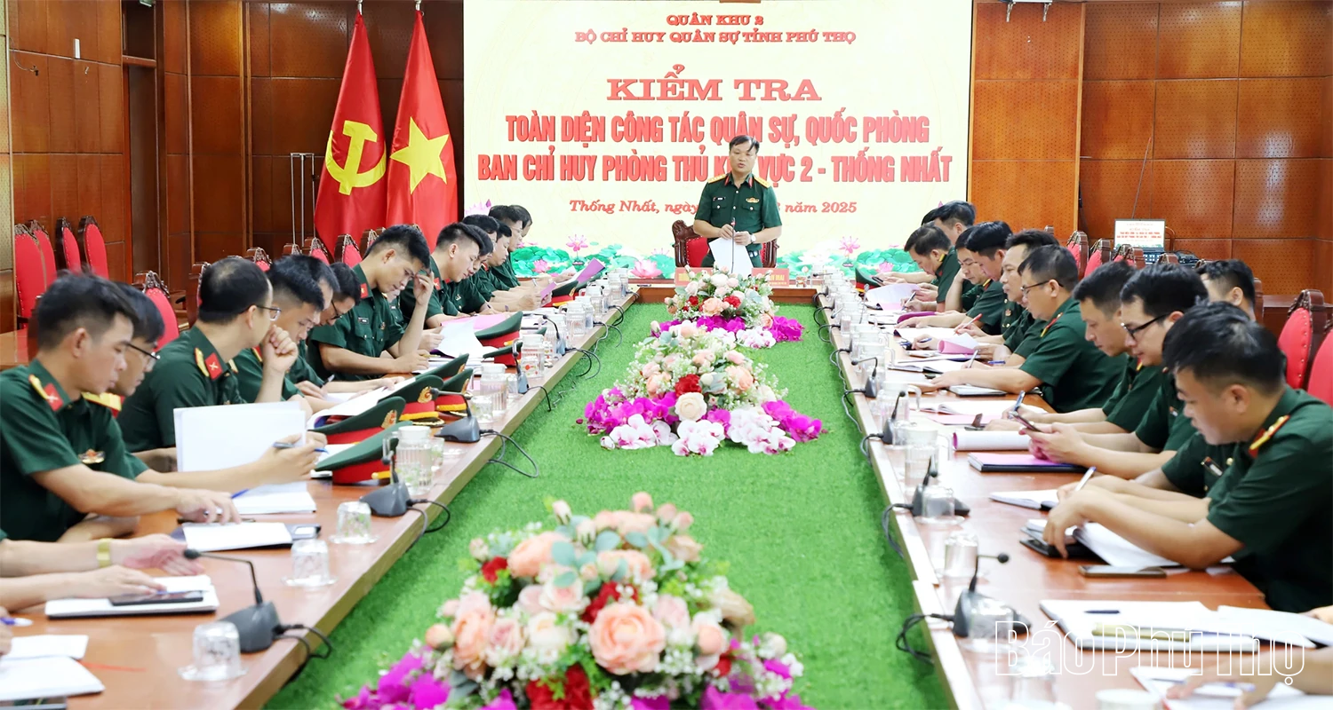 Kiểm tra toàn diện công tác quân sự, quốc phòng tại Ban Chỉ huy Phòng thủ khu vực 2 - Thống Nhất