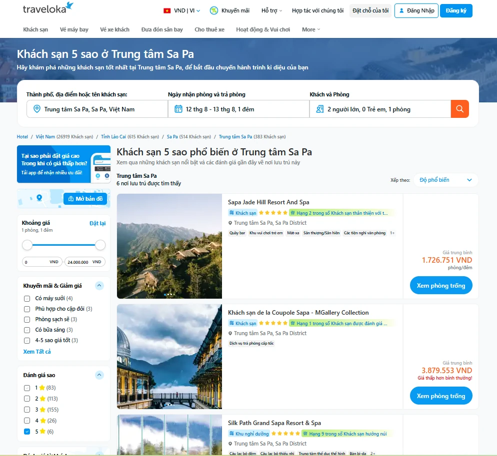 Traveloka gợi ý top khách sạn & resort 5 sao sang trọng bậc nhất Sapa