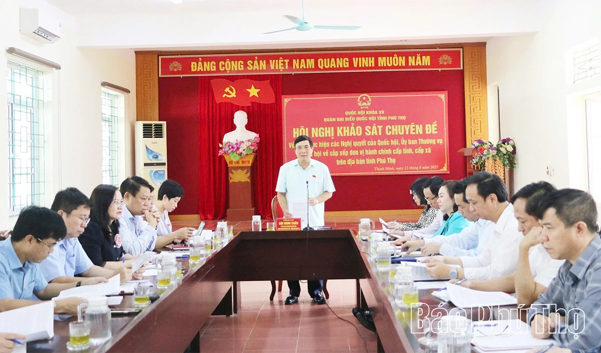 Đoàn ĐBQH tỉnh khảo sát việc thực hiện các nghị quyết về sắp xếp đơn vị hành chính tại xã Thịnh Minh