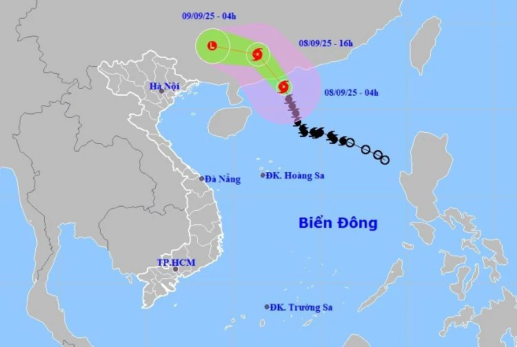 Thời tiết ngày 8/9: Bão số 7 đi vào đất liền Trung Quốc, Bắc Bộ tiếp tục đề phòng mưa dông