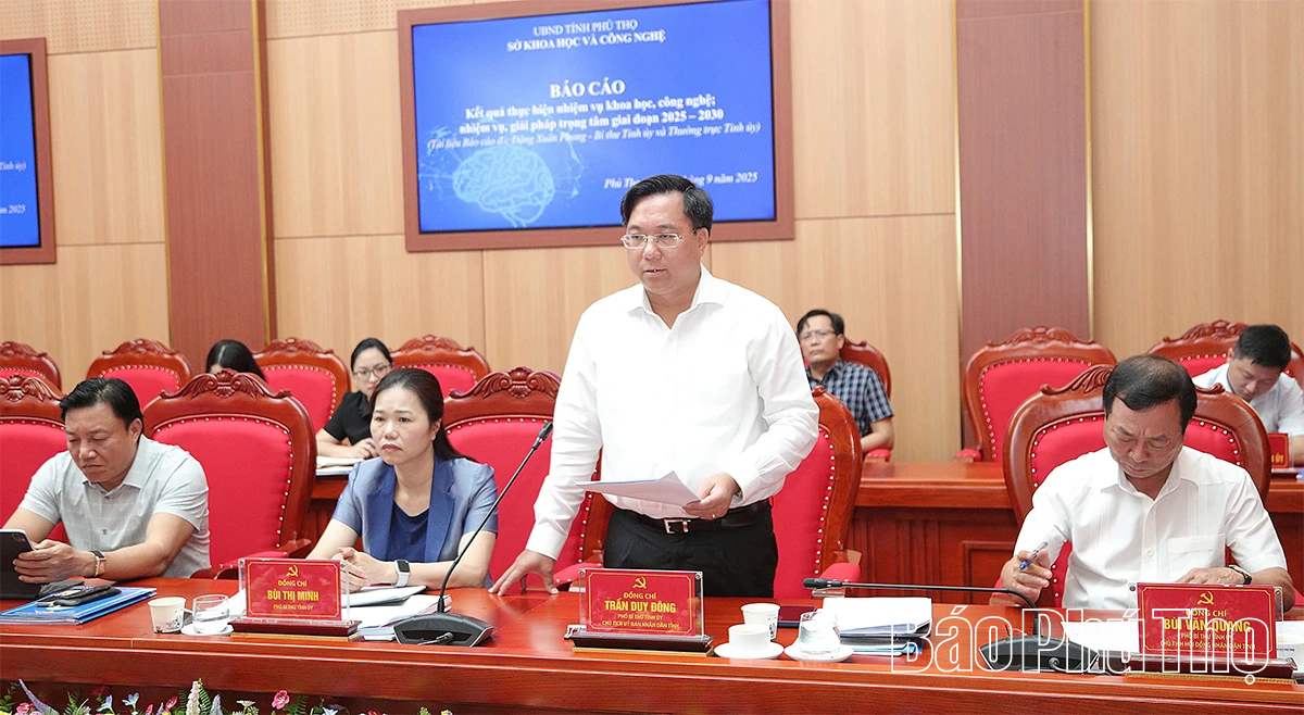 Thường trực Tỉnh ủy làm việc với Đảng ủy Sở Khoa học và Công nghệ